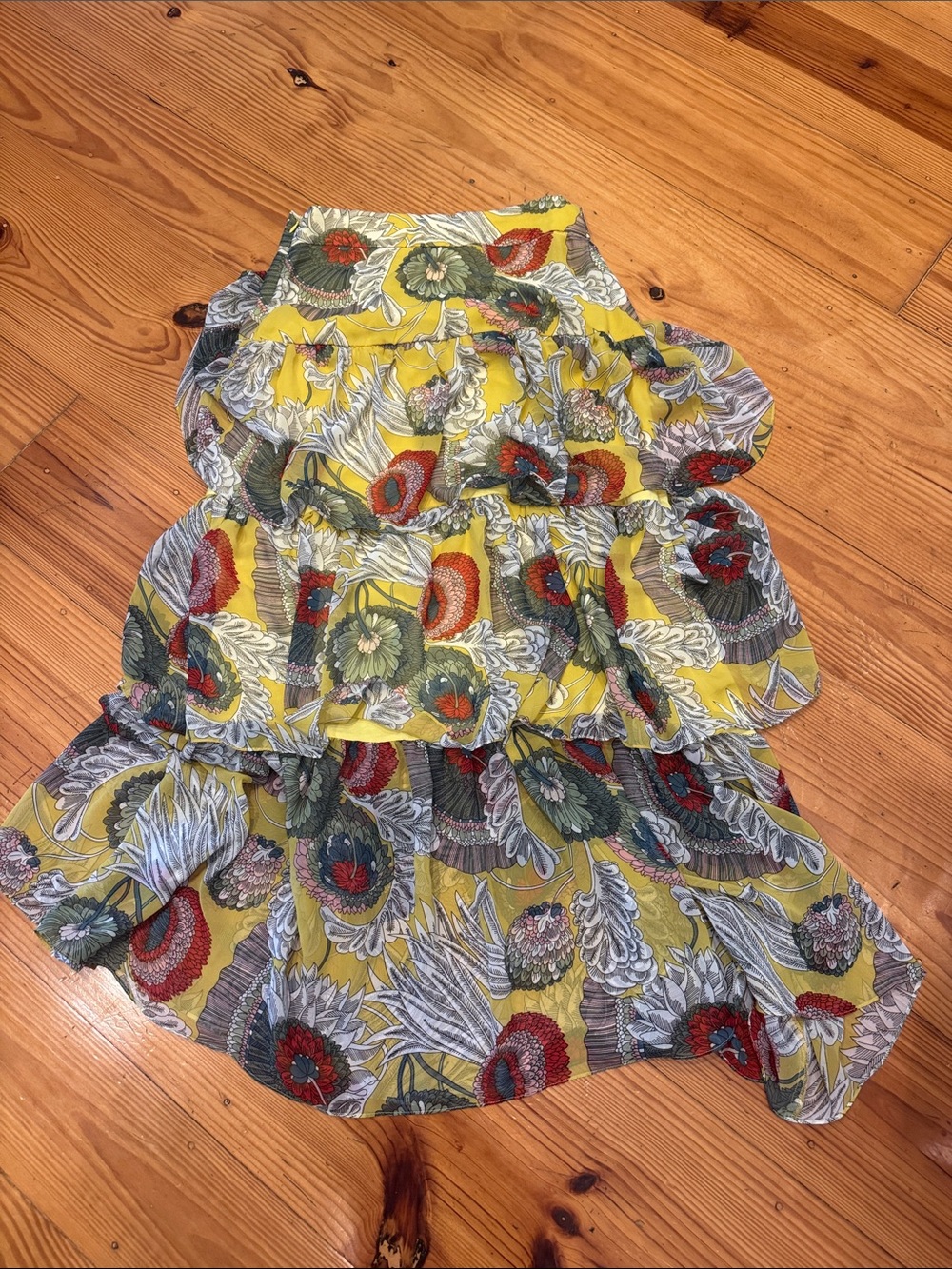 Traffic People Yellow Floral Tiered Skirt